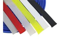 5m/lot Pure Colour Insulated Braid Sleeving Tight PET Wire Expandable Cable Sleeve Flame-retardant Nylon Braided Mesh Tube(Black,4mm)
