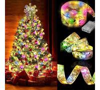 5M Lumières de ruban de Noël multicolore, or alimenté par des piles de ruban d'arbre de Noël, chaîne de lumières d'arbre de Noël pour la fête de mariage intérieur lumières de Noël