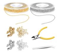 5M / Rouleau Chaine au Metre avec 100 Anneaux De Saut Et 40 Fermoir Bijoux