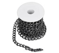 5M/Rouleau Chaînes à Maille Gourmettes en Aluminium, 10x6.5x1.8mm Noir Chaînes Torsadée Liens Torsadés avec Bobine Plaquée Sous Vide pour Bracelet à Bricoler Soi Même Collier Fabrication de Bijoux
