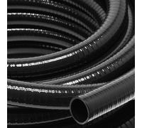 Wiltec Tuyau d'aspiration noir - 5 m/Ø 25 mm (1") / 250 g/m - avec Spirale de renforcement - Tube à pression souple en PVC - pour Arrosage Irrigation Jardinage Évacuation Refoulement