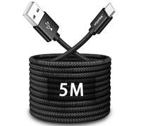 5M USB C Cable, Heavy Duty USB 2.0 Cable USB A to USB C, Type C Charger for PS5 Controller, for iPhone 16/15 Pro Max, For Samsung Galaxy S25 S24 S23, A16 A15, Surveillance Camera