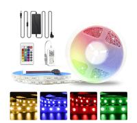 5m WIFI Ruban LED étanche IP65 RGBW 24V Bande LED RGB+blanc chaud 3000K SMD 5050, Bande Lumineuse Led avec Télécommande et alimentation, pour intérieur extérieur, Compatible avec Alexa Google home