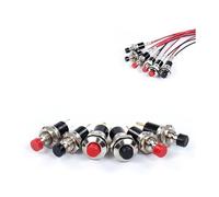 5mm/7mm/10mm With Wire Round Self-Lock/Momentary Push Button Switch FBS-110 1NO1NC Black Red 3A/125V 1A/250V NWPNLXEA(7mmWire-NC-Reset,Rot)
