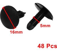 5mm x 5mm Diamètre trou noir Rivets plastique Fastener Car Push Clips 48 Pcs