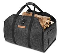 5MM XL Sac de transport de panier a bois de chauffage en feutre | sac de transport de panier buche | sangle de rangement pliable avec cordon de fixation | shopping, sacs de rangement | noir