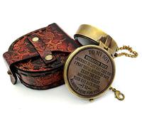 5MoonSun5 Boussole en laiton fabriquée à la main à mon fils - Cadeau nautique pour fils de la part de papa maman - Équipement de voyage de camping - Cadeau parfait pour les marins - Boussole de poche