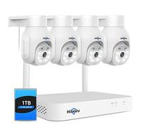 【5MP PTZ+10CH NVR】 Hiseeu Kit Vidéo Caméra de Surveillance WiFi Extérieure, avec 1TB HDD ,Vision Nocturne Couleur,Détection Humaine,Alarme Sonore,Accès à Distance, Sans fil, Smartphone