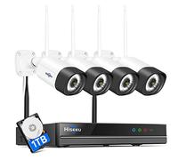 【5MP+Vision Nocturne en Couleur】 Kit Caméra de Surveillance WiFi Extérieure, Hiseeu 5MP 10CH 1To HDD NVR Kit Vidéo Surveillance WiFi avec 4X5MP IP Caméra, Détection de Mouvement, APP/PC à Distance