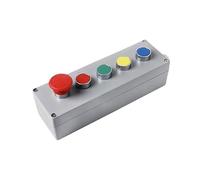 5P Emergency Reset Push Button Rotary Switch Control Box With Cover Momentary Start Stop NO NC