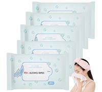 5Pack peau sensible jetable 75% d'alcool sanitaire serviettes humides; 50Count anti-virus nettoyant les serviettes de main pour voyager, utilisation quotidienne