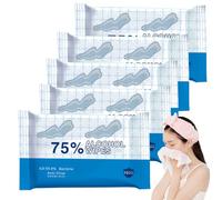 5Pack serviettes mouillées jetables à 75% d'alcool enveloppées individuellement; Les serviettes anti-virus 50Count pour les mains et le visage pour les voyages, l'école, l'utilisation quotidienne