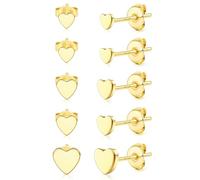 5Paires Boucles D'Oreilles Femme Argent 925 Hypoallergénique Piercing Oreille Petites Zircone Boule CœUr Fleur Perle Brillantes Cartilage D'Oreille Cadeaux Doré Cœur