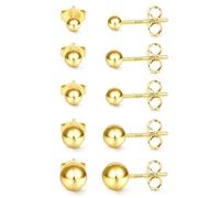 5Paires Boucles D'Oreilles Femme Argent 925 Hypoallergénique Piercing Oreille Petites Zircone Boule CœUr Fleur Perle Brillantes Cartilage D'Oreille Cadeaux Doré Boule