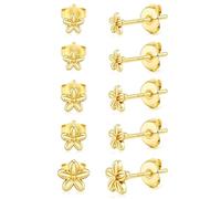 5Paires Boucles D'Oreilles Femme Argent 925 Hypoallergénique Piercing Oreille Petites Zircone Boule CœUr Fleur Perle Brillantes Cartilage D'Oreille Cadeaux Doré Fleur