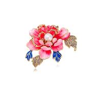 5pc Inlaid Plant Flower Brooch, Crystal Chest, Colorful Diamond(H3088UHC0800H)