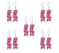 5PC Octobre Rose D'oreilles Pour La Sensibilisation Au Cancer Du Sein,Boucles D'oreilles Rose En Forme De Ruban,2026 Accessoires Pour Le Cancer Du Sein