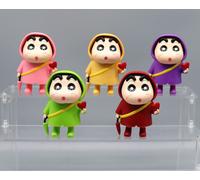 5pc Q Version Anime Crayon Shin-chan Figurine PVC Modèle d'imperméable Nohara Shinnosuke Action Figure