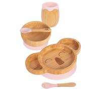 5pc Rose Pastel Koala Ensemble Sevrage pour Bébé en Bambou - Enfants Nourriture Alimentation Dîner Plaque Bol Cuillère Coutellerie - Silicone Ventouse - Par Tiny Dining