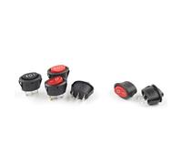 5pc Round small rocker switch KCD1 25 * 16.5mm round black white red 2pin 3pin switch Power Button Switch With Light 6A/250v NWPNLXEA(2P Black Black)