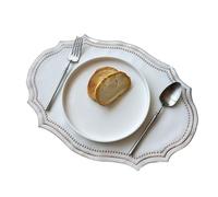 5pc Vintage Embroidered Fabric Placemat Imitation Cotton Linen Decorative Table Mat Napkins Washable French Lace Place(Color1)