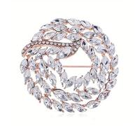 5pc Women Girls Crystal Flower Badges Pin Fashion Creative Rhinestone Shining Brooch Corsages(Antique Gold Plated)