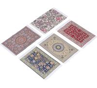 5pcs 1/12 maison de poupée tapis impression florale exquise facile à nettoyer couverture de sol souple miniature