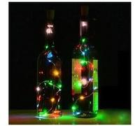 5pcs 1.5m solaire bouchon de bouteille vin en liège fil cuivre guirlande lumineuse lampes fée - multicolore G