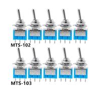 5PCS/10pc/LOT Blue MTS-102 MTS-103 3-Pin SPDT ON-ON ON-OFF-ON 6A 125VAC Miniature Toggle Switches NWPNLXEA(MTS-103 3P ON-OFF-ON,10PCS)