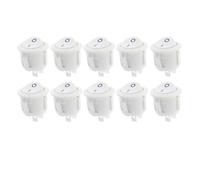 5pcs/10pcs 16mm Diameter Small Round Boat Rocker Switches Black Round Black White Red 2 Pin ON-OFF Rocker Switch NWPNLXEA(White 10pcs)