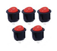 5pcs/10pcs 16mm Diameter Small Round Boat Rocker Switches Black Round Black White Red 2 Pin ON-OFF Rocker Switch NWPNLXEA(Red 5PCS)