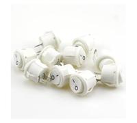 5pcs/10pcs 16mm Diameter Small Round Boat Rocker Switches Black Round Black White Red 2 Pin ON-OFF Rocker Switch NWPNLXEA(White 10PCS)
