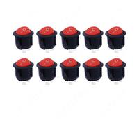 5pcs/10pcs 16mm Diameter Small Round Boat Rocker Switches Black Round Black White Red 2 Pin ON-OFF Rocker Switch NWPNLXEA(Red 10pcs)
