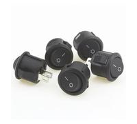 5pcs/10pcs 16mm Diameter Small Round Boat Rocker Switches Black Round Black White Red 2 Pin ON-OFF Rocker Switch NWPNLXEA(Black 5PCS)