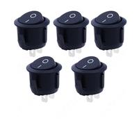 5pcs/10pcs 16mm Diameter Small Round Boat Rocker Switches Black Round Black White Red 2 Pin ON-OFF Rocker Switch NWPNLXEA(Black 5PCS)