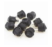 5pcs/10pcs 16mm Diameter Small Round Boat Rocker Switches Black Round Black White Red 2 Pin ON-OFF Rocker Switch NWPNLXEA(Black 10PCS)