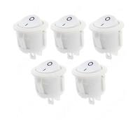 5pcs/10pcs 16mm Diameter Small Round Boat Rocker Switches Black Round Black White Red 2 Pin ON-OFF Rocker Switch NWPNLXEA(White 5pcs)