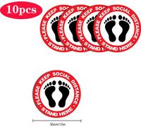 5pcs/10pcs Décalcomanies de sol pour la distraction sociale pour la sécurité Marqueur d'avertissement Veuillez garder vos distances pour vous tenir ici 10pcs