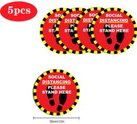 5pcs/10pcs Décalcomanies sociales Décalcomanies de sol Pour avis de sécurité Marqueur DISTRAINATION SOCIALE PLACE ICI 5pcs