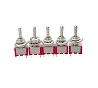 5pcs/10pcs Red Momentary/lock MTS-123/MTS-103 3-Pin SPDT ON-OFF-ON 6A 125VAC Miniature Toggle Switches NWPNLXEA(10PCS,MTS-103 Lock)