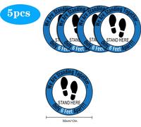 5pcs/10pcs Social Distancing Floor Decals pour marqueur d'avis de sécurité Nous sommes Stangding Together Stand ici seulement 6 pieds d'écart 5pcs