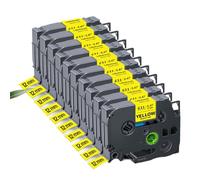 5pcs 10pcs Tze-231 Rape d'étiquette Compatible 12 mm Blanc laminé Compatible avec PTH110 D210 Maker Fonctionne avec des Bandes de Style Tze 231(10PK Black on Yellow)