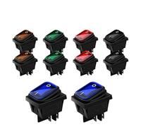 5PCS 12V 220V 4PIN KCD4 Interrupteur à bascule étanche et résistant à l'huile Quatre pieds ON OFF Rouge Vert avec lumières Interrupteur à bascule LED(4PIN LED GREEN 220V,5PCS)