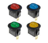 5PCS 12V 220V LED illuminuted rocker switch 20A 12V push button switch Car button lights ON/OFF Round light Switch NWPNLXEA(Blau,220V)