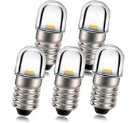 5pcs 12v E10 Base Socket Led Bulb 1w Warm White Replace Torch Headlight Headlight Mini Headlamp Flashlight Bulbs