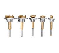 5pcs 15/20/25/30 / 35mm Forstner Foret Set Titanium Coating Wood Auger Cutter Positioning Hole Saw Cutter Hinge Hole Opener, Boite En Bois Emballage