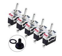5pcs 15A 250V ON/OFF SPST 2Pin Heavy Duty Rocker Switch Car Boat Rocker Toggle Switch With Waterproof Boot