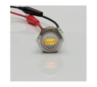 5pcs 16/19/22mm Latching Reset Flat Round Engine Start Symbol Text 12V Led Lighted 1NO 1NC Metal Push Button Switch NWPNLXEA(Yellow,LATCHING (FIXED)_16MM_12-24V)