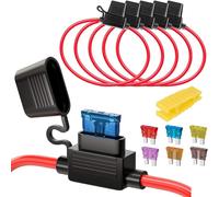 5pcs 16awg Porte-Fusibles Moyen Lame Enfichable Etanche Avec Fil, Dc 32v 20a Add-A-Circuit Pour Camion Voiture, Avec 6 Pièces De Fusible À Lame Standard Et 1 Pièce De Extracteur De Fusible