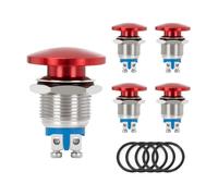 5PCS 16MM Momentary Metal Mushroom Head Push Button Switch Waterproof IP65 SPST (ON)-Off 1NO 3A 250V With Screw Terminal For Car